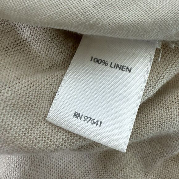 J Jill Love Linen Tunic Top XL Beige Popover 1/2 Button Relaxed Coastal Beachy - Picture 10 of 11